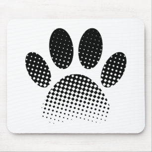 Check Pattern Halftone Dog Paw Print Mouse Pad