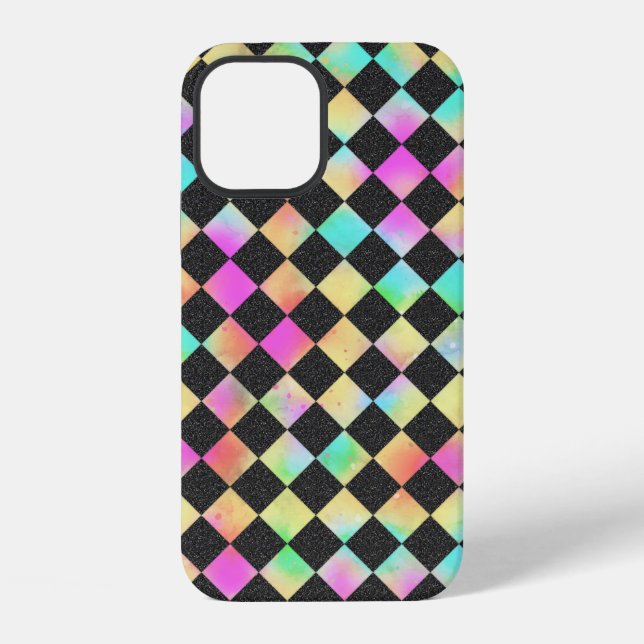 Check Pattern In Bright 80s Colours iPhone Case (Back)