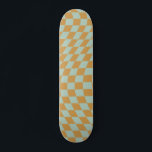 Check Pattern Mint Wavy Chequerboard Chequered Skateboard<br><div class="desc">Chequered pattern – twisted check in mint green and mustard / wavy and warped chequerboard.</div>