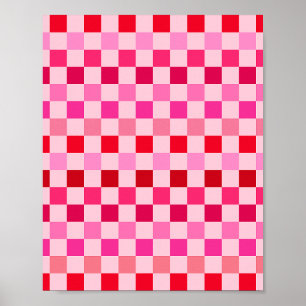 Check Pink And Red Chequerboard Poster