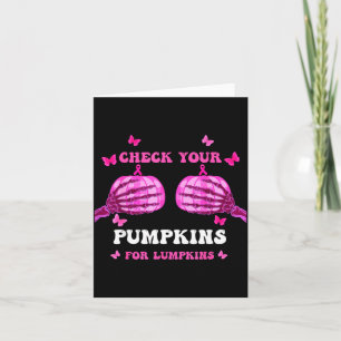 Check pumpkins breast cancer awareness halloween card