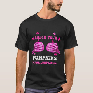Check pumpkins breast cancer awareness halloween T-Shirt