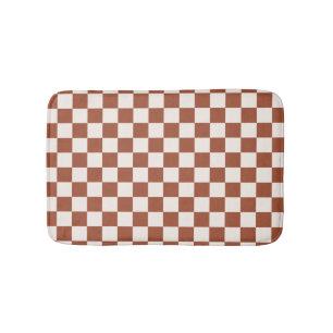 Check Rust Chequered Terracotta Chequerboard Bath Mat