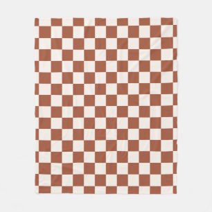 Check Rust Chequered Terracotta Chequerboard Fleece Blanket