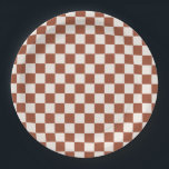 Check Rust Chequered Terracotta Chequerboard Paper Plate<br><div class="desc">Chequered Pattern – Earth tones terracotta chequerboard.</div>