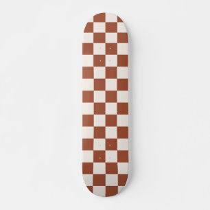 Check Rust Chequered Terracotta Chequerboard Skateboard