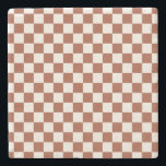 Check Rust Chequered Terracotta Chequerboard Stone Coaster<br><div class="desc">Chequered Pattern – Earth tones terracotta chequerboard.</div>