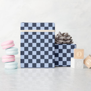 Check Soft Blue & Dark Blue - Wrapping Paper Roll