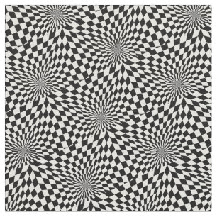 Check square black white optical illusion fabric