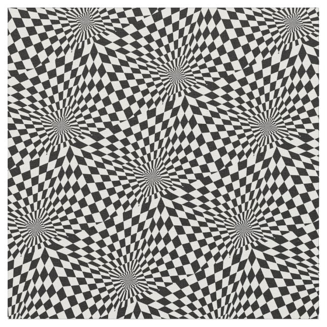 Check square black white optical illusion fabric (Close Up)