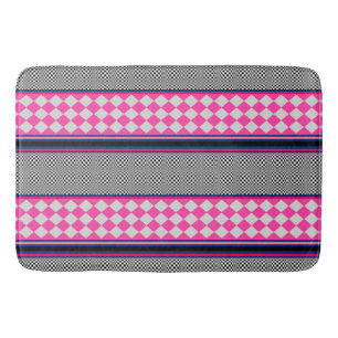Check Stripes Harlequin Mixed Pattern Design Bath Mat