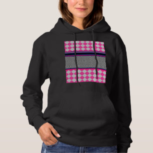 Check Stripes Harlequin Mixed Pattern Design Hoodie
