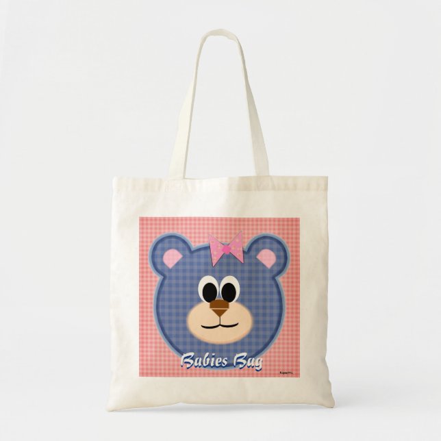 Check Teddy Bear Babies Bag (pink) (Front)