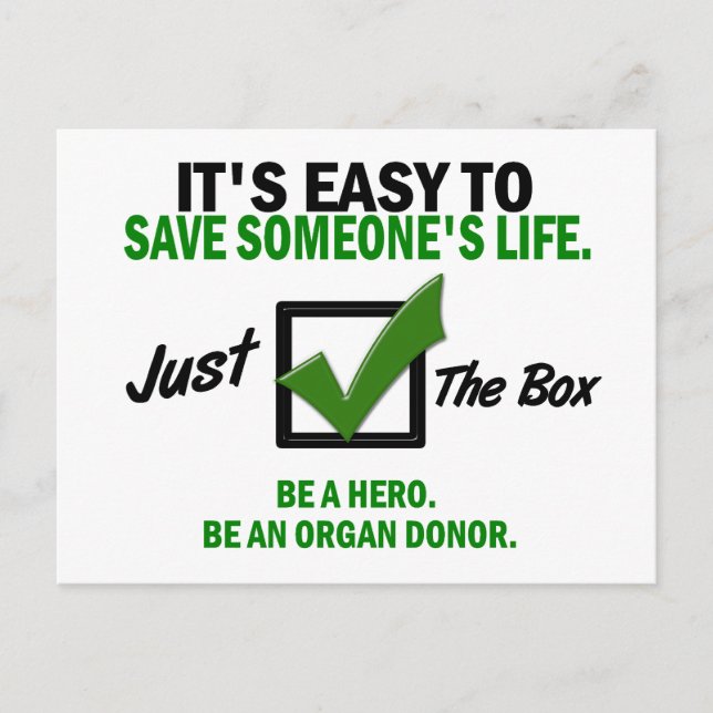 Check The Box Be An Organ Donor 5 Postcard (Front)
