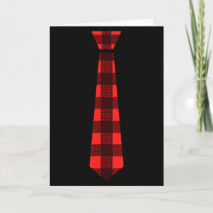 Check Tie Red Buffalo Plaid Christmas Funny Valent Card