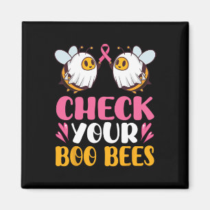 Check Your Boo Bees Breast Cancer Awareness Breast Magnet