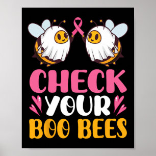Check Your Boo Bees Breast Cancer Awareness Breast Poster