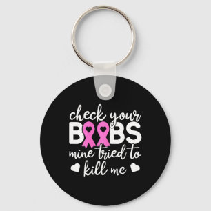 Check Your Boo Bees Breast Cancer Awareness Fight Key Ring