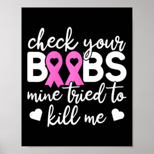 Check Your Boo Bees Breast Cancer Awareness Fight Poster