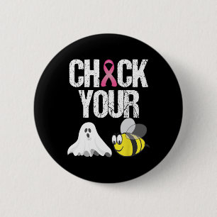 Check Your Boo Bees  Fun Breast Cancer Halloween G 6 Cm Round Badge