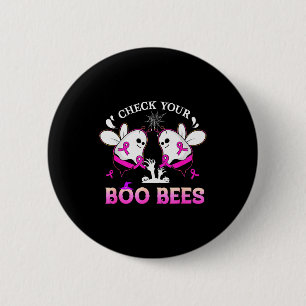 Check Your Boo Bees Funny Breast Cancer Halloween  6 Cm Round Badge