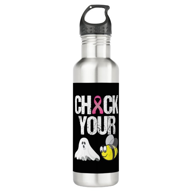 Check Your Boo Bees Funny Breast Cancer Halloween 710 Ml Water Bottle (Front)