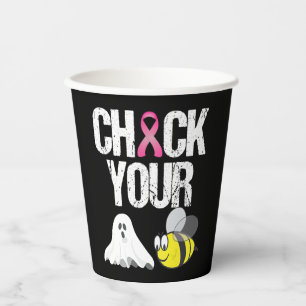 Check Your Boo Bees Funny Breast Cancer Halloween Paper Cups