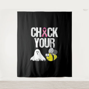 Check Your Boo Bees Funny Breast Cancer Halloween Tapestry