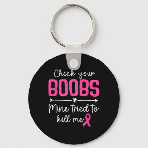 Check Your Breast Breast Cancer Awareness Survivor Key Ring