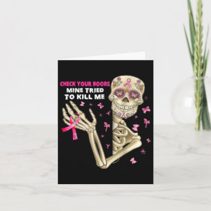 Check Your Breast Fun Skeleton Hand Breast Cancer  Card