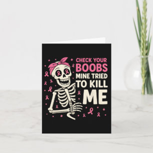 Check Your Breast Halloween Pink Ribbon Women Card