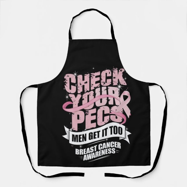 Check Your Pecs Men Breast Cancer Awareness Apron (Front)