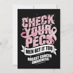 Check Your Pecs Men Breast Cancer Awareness Thank You Card