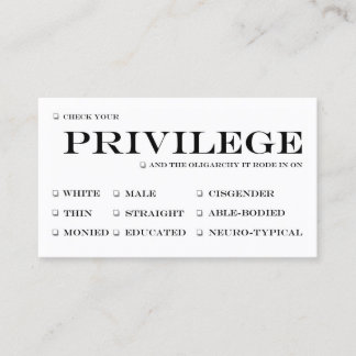 Check Your Privilege Business Cards