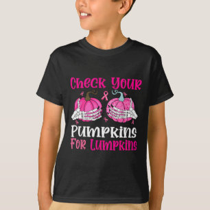 Check Your Pumpkins Breast Cancer Awareness Hallow T-Shirt