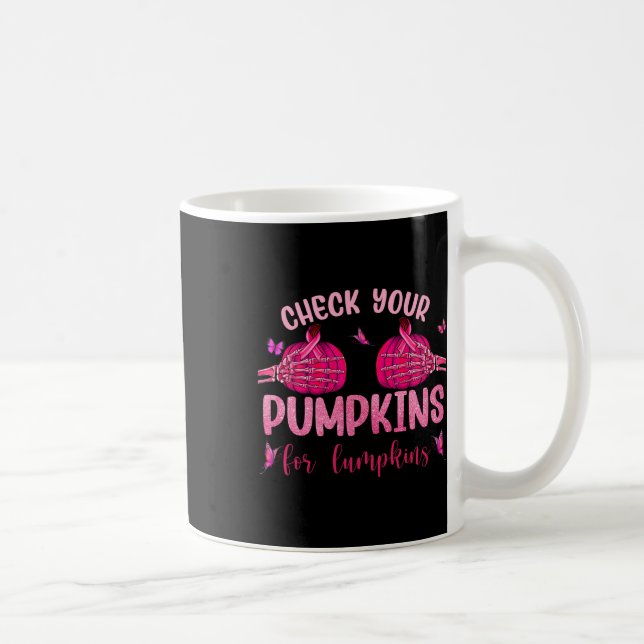 Check Your Pumpkins For Lumpkins Skeleton Hand Hal Coffee Mug (Right)