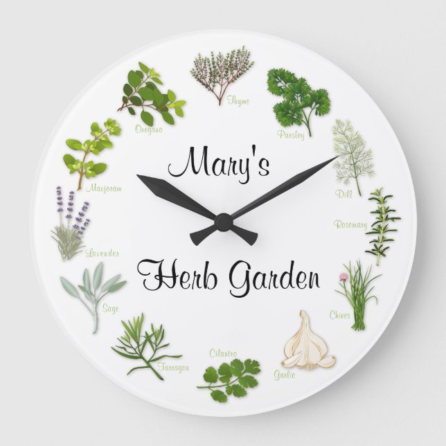 Check Your Thyme Herb Garden Clock (Front)