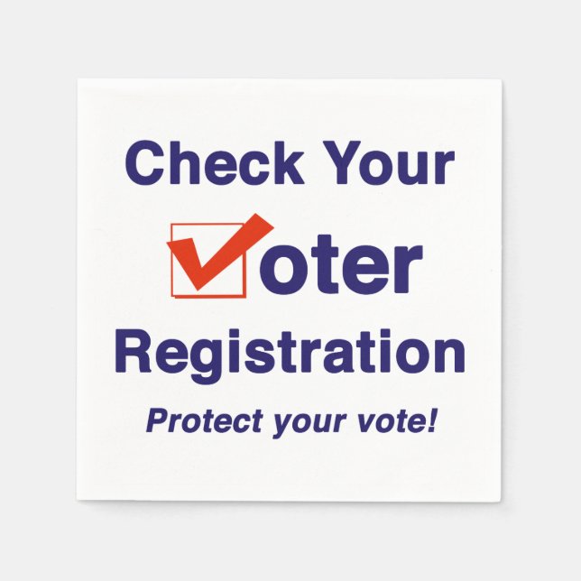 Check Your Voter Registration 2022 Election Napkin (Front)