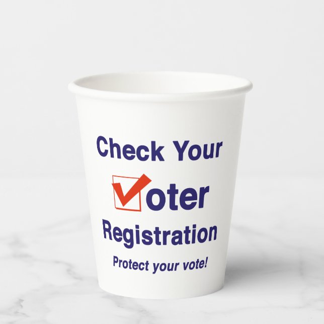 Check Your Voter Registration 2022 Election Paper Cups (Front)
