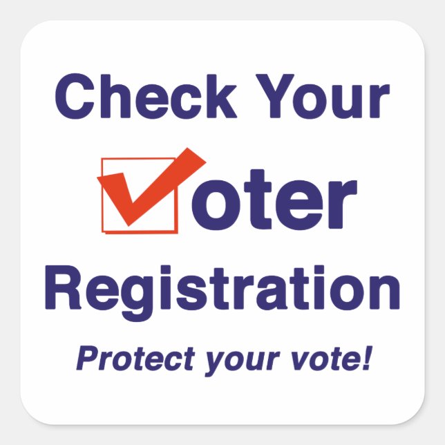 Check Your Voter Registration 2026 Election Square Sticker (Front)