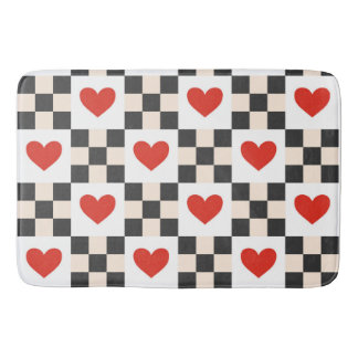Checkboard Hearts Bath Mat