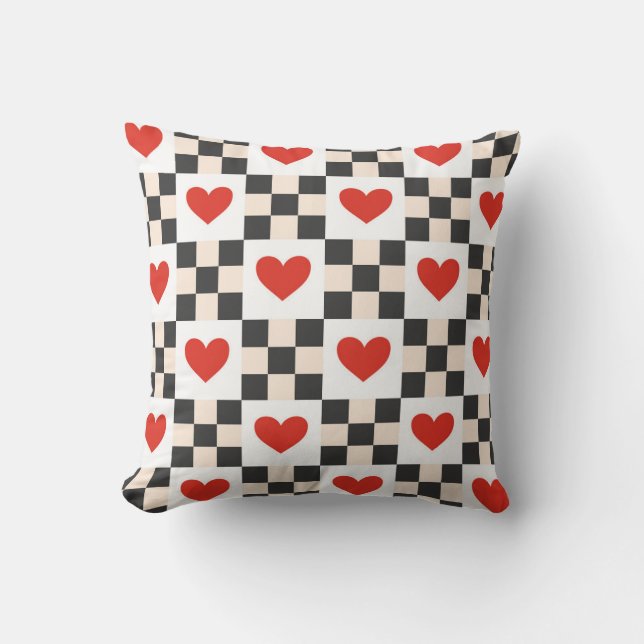 Checkboard Hearts Cushion (Front)