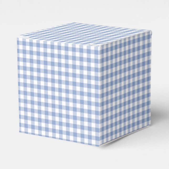 Checked Blue Gingham Classic Pattern Favour Box (Front Side)