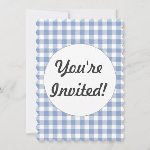 Checked Blue Gingham Classic Pattern Invitation