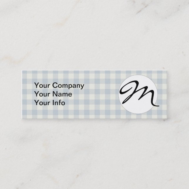 Checked Blue Gingham Classic Pattern Mini Business Card (Front)
