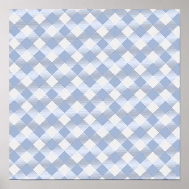 Checked Blue Gingham Classic Pattern Poster (Front)