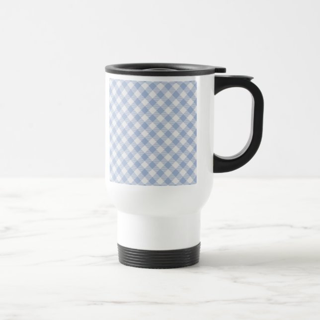 Checked Blue Gingham Classic Pattern Travel Mug (Right)