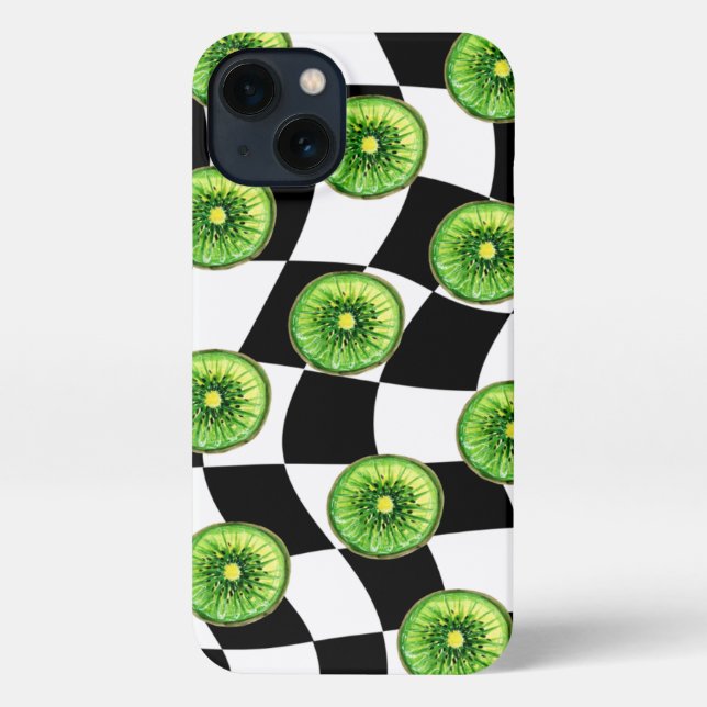 Checked board and kiwi iPhone case (Back)