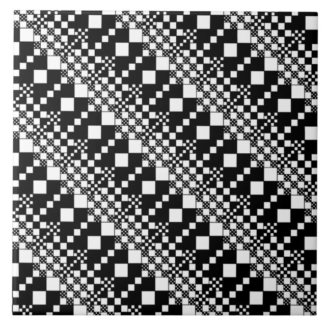 Checked, Checks - Black and White Tile (Front)