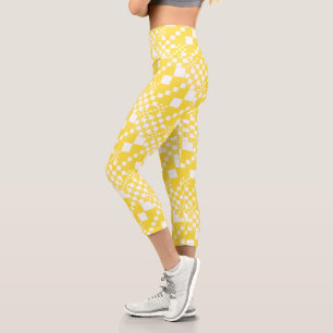 Checked, Checks in Lemon Yellow and White Capri Leggings